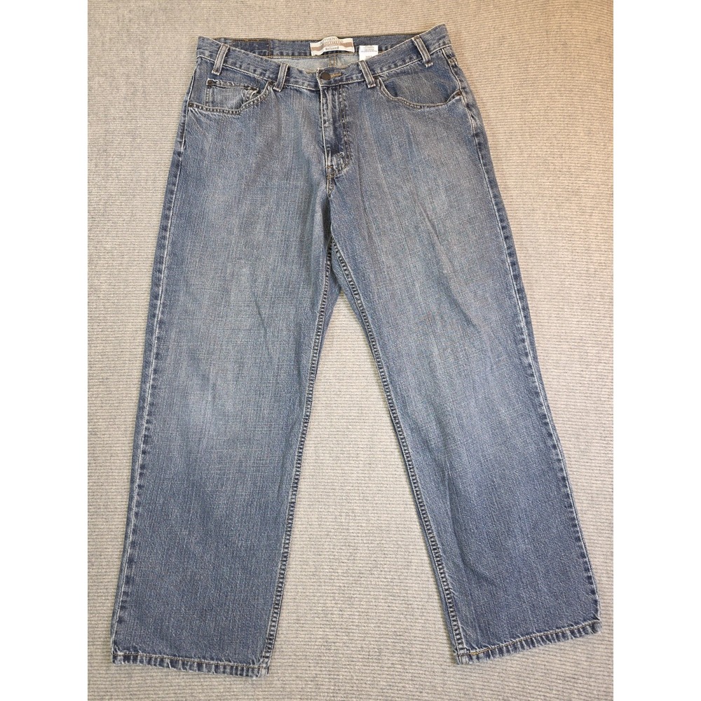 Levis Men's Size 35x27 Authentic Signature Relaxed Straight Blue Jeans loose fit